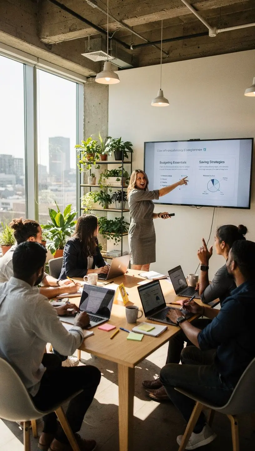 Kép egy pénzügyi tervező asztalán, tele könyvekkel és jegyzetekkel.
